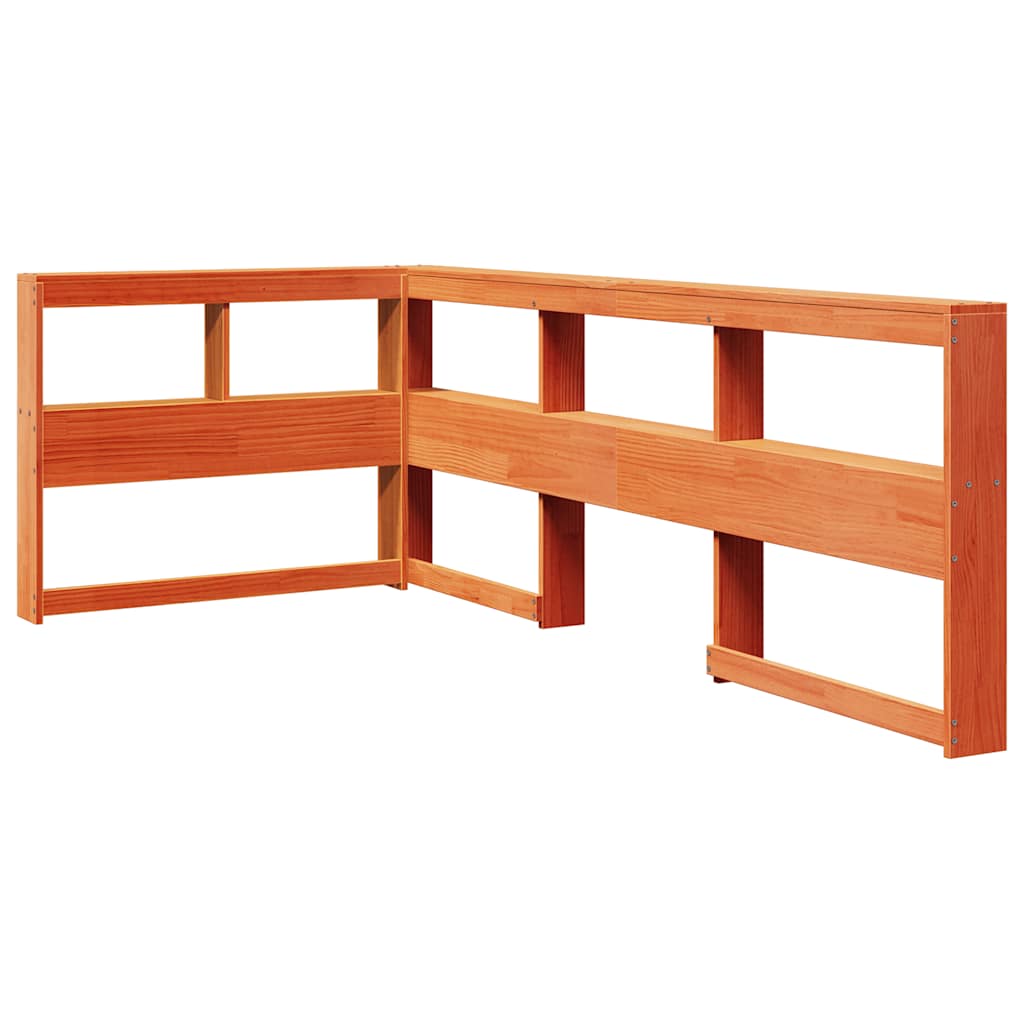 Massivholzbett mit Regal ohne Matratze Wachsbraun 75x190 cm