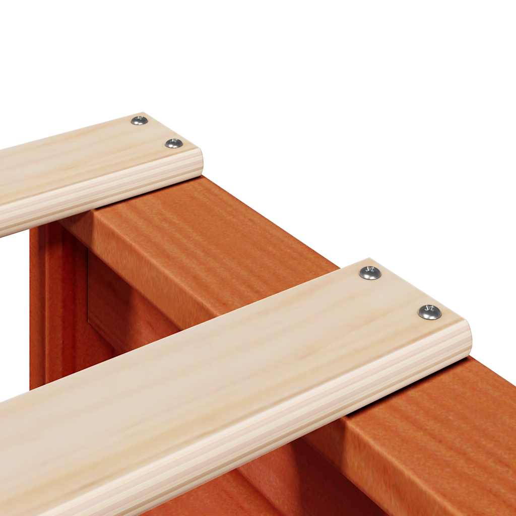 Massivholzbett mit Regal ohne Matratze Wachsbraun 75x190 cm