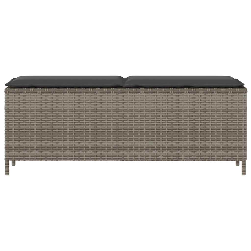 Gartenbank mit Kissen Grau 110x30x40,5 cm Poly Rattan