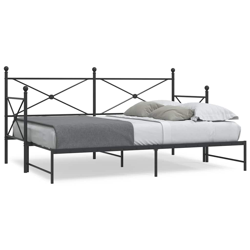 Tagesbett Ausziehbar ohne Matratze Schwarz 80x200 cm Stahl