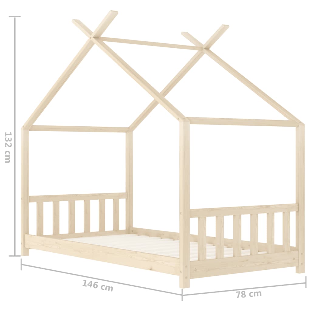 Kinder-Bettgestell Massivholz Kiefer 70 x 140 cm