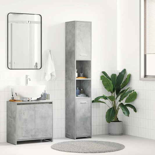 Badezimmerschrank Betongrau 30x30x183,5 cm Holzwerkstoff