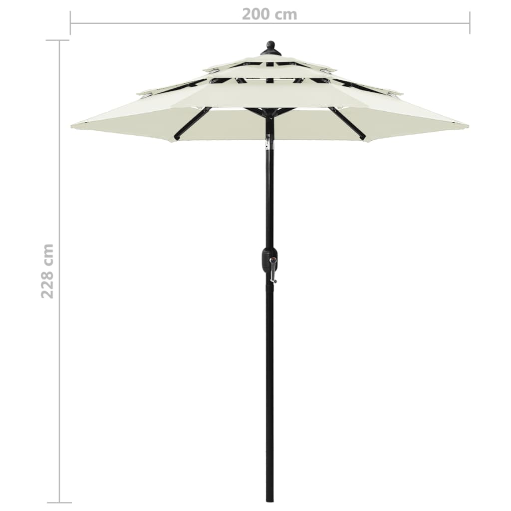 Sonnenschirm mit Aluminium-Mast 3-lagig Sandfarben 2 m