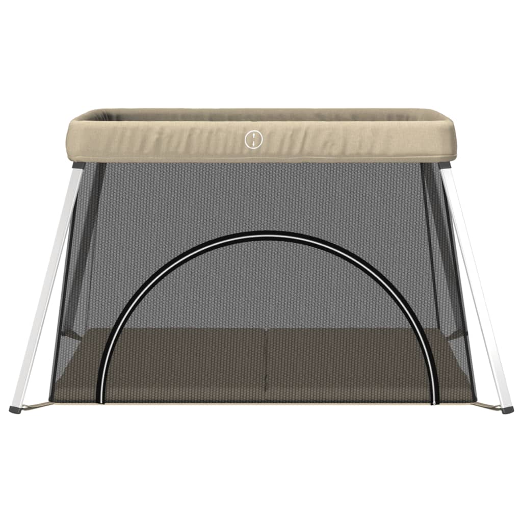 Baby-Laufstall mit Matratze Taupe Leinenstoff
