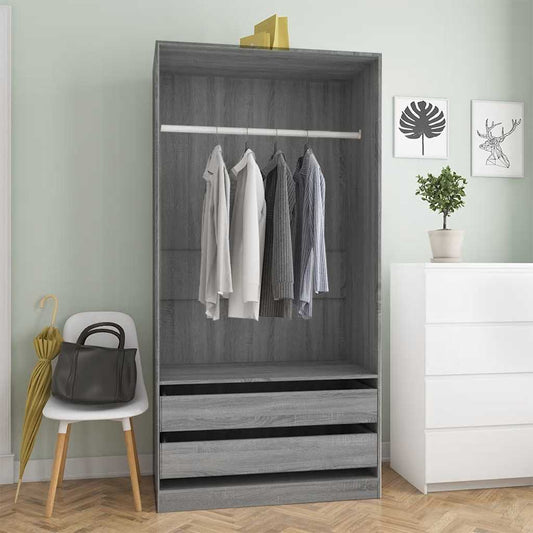 Kleiderschrank Grau Sonoma 100x50x200 cm Holzwerkstoff