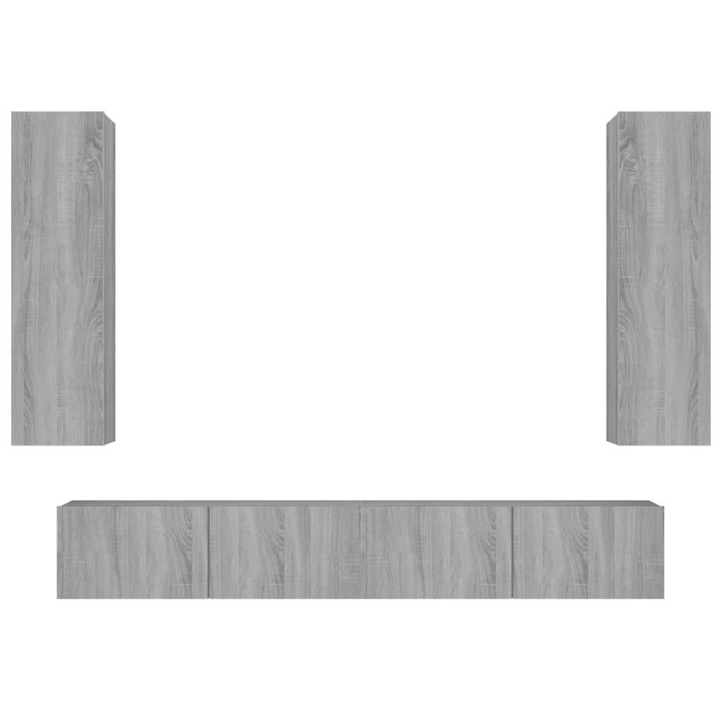 4-tlg. TV-Schrank-Set Grau Sonoma Holzwerkstoff