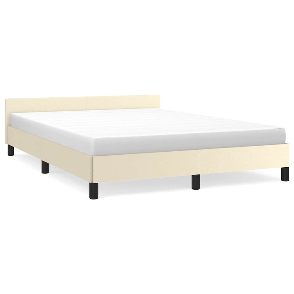 Bettgestell mit Kopfteil ohne Matratze Creme 140x200 cm