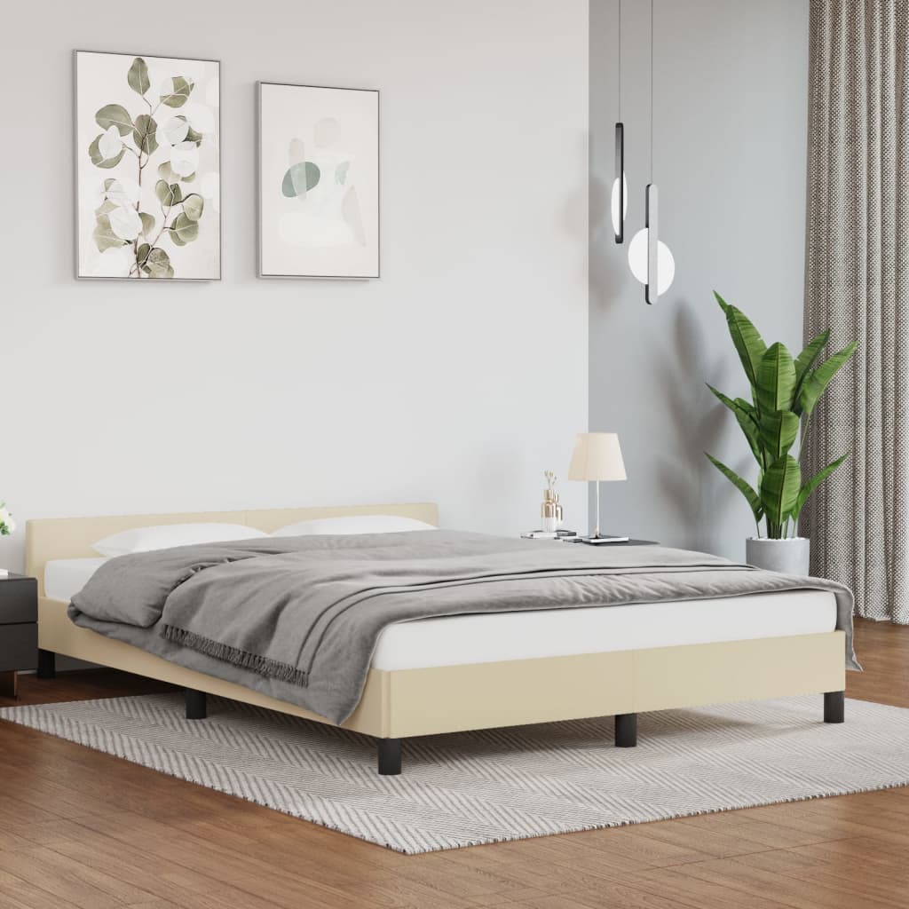 Bettgestell mit Kopfteil ohne Matratze Creme 140x200 cm