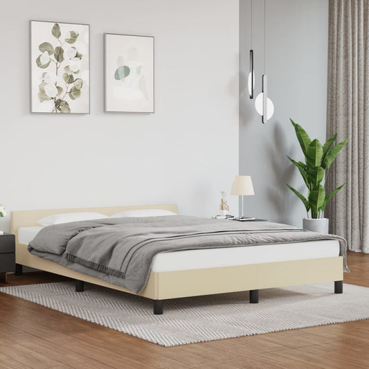 Bettgestell mit Kopfteil ohne Matratze Creme 140x200 cm