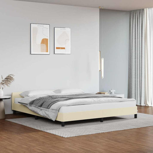 Bettgestell mit Kopfteil ohne Matratze Creme 180x200 cm