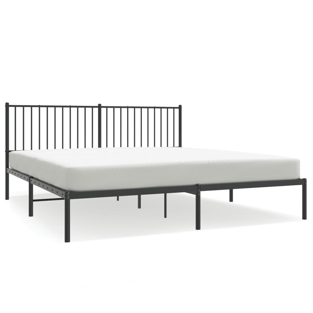 Bettgestell mit Kopfteil Metall Schwarz 180x200 cm