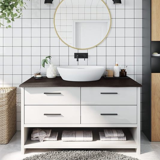Waschtischplatte Dunkelbraun 100x50x2 cm Massivholz Behandelt