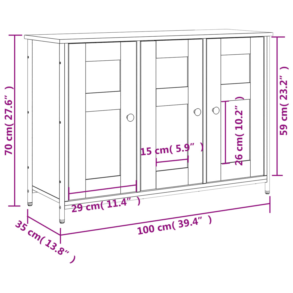 Sideboard Braun Eichen-Optik 100x35x70 cm Holzwerkstoff