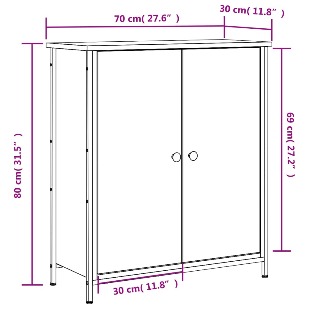 Sideboard Braun Eichen-Optik 70x30x80 cm Holzwerkstoff
