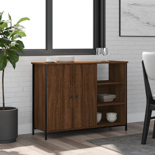 Sideboard Braun Eichen-Optik 100x33x75 cm Holzwerkstoff