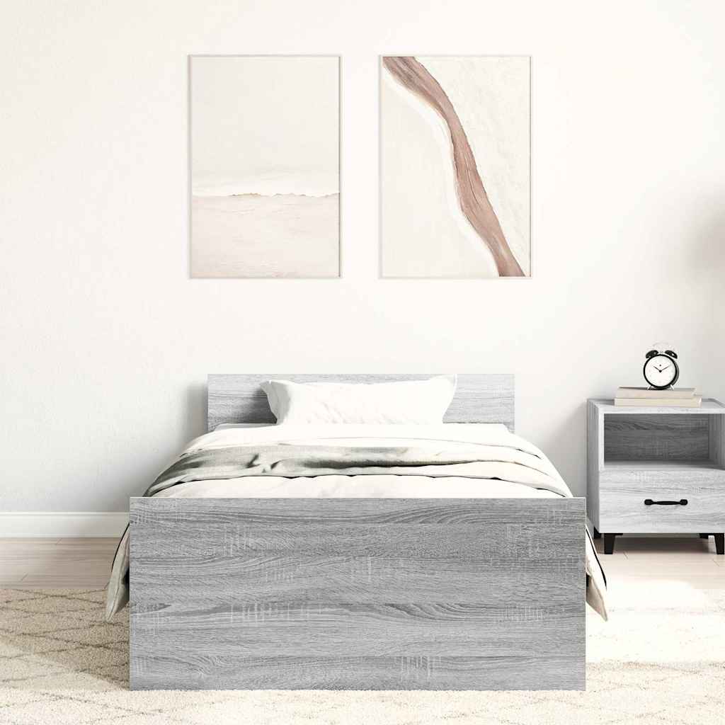 Bettgestell Grau Sonoma 90x190 cm Holzwerkstoff