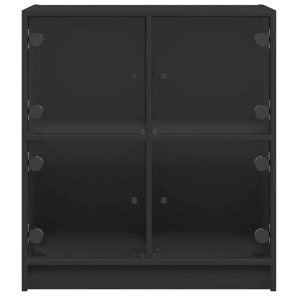 Beistellschrank mit Glastüren Schwarz 68x37x75,5 cm