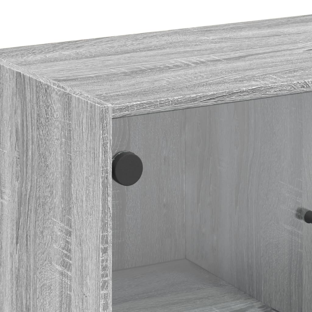 Beistellschrank mit Glastüren Grau Sonoma 68x37x75,5 cm