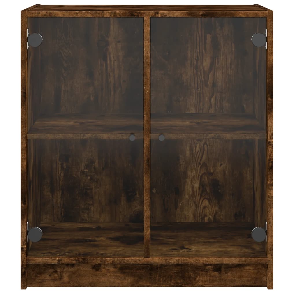 Beistellschrank mit Glastüren Räuchereiche 68x37x75,5 cm