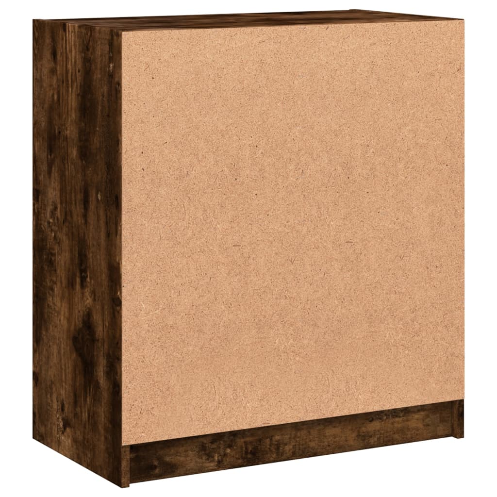 Beistellschrank mit Glastüren Räuchereiche 68x37x75,5 cm