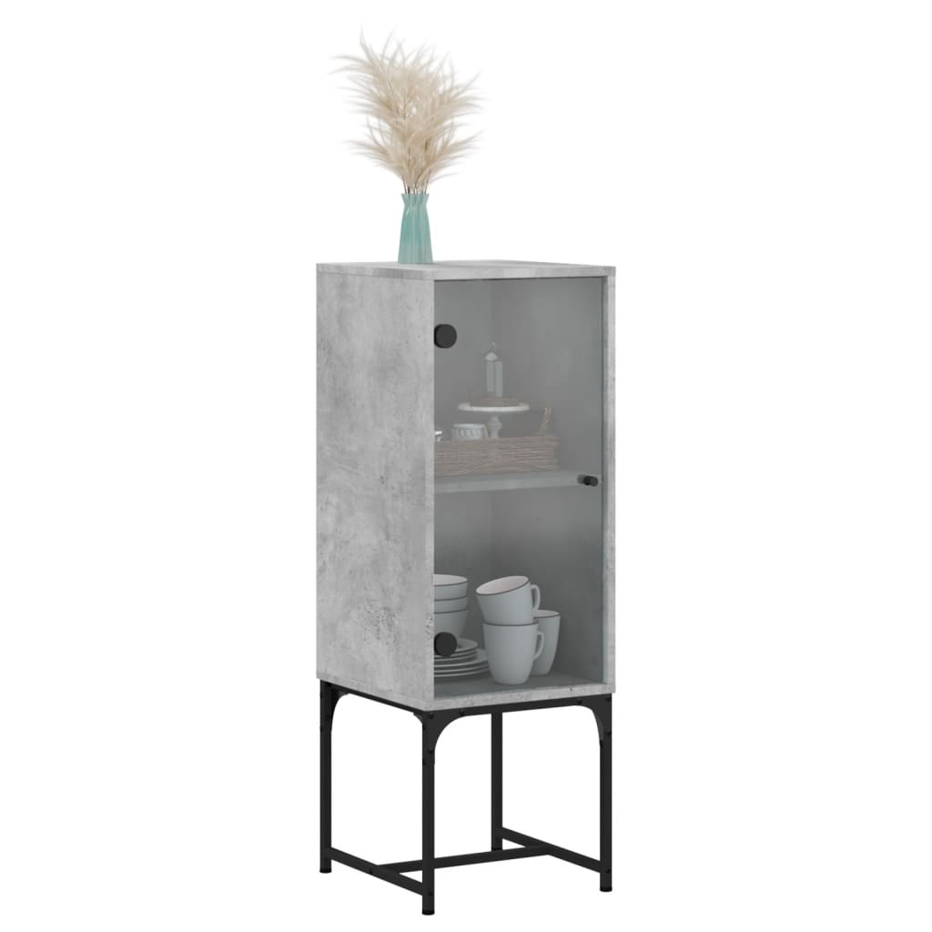 Beistellschrank mit Glastür Betongrau 35x37x100 cm
