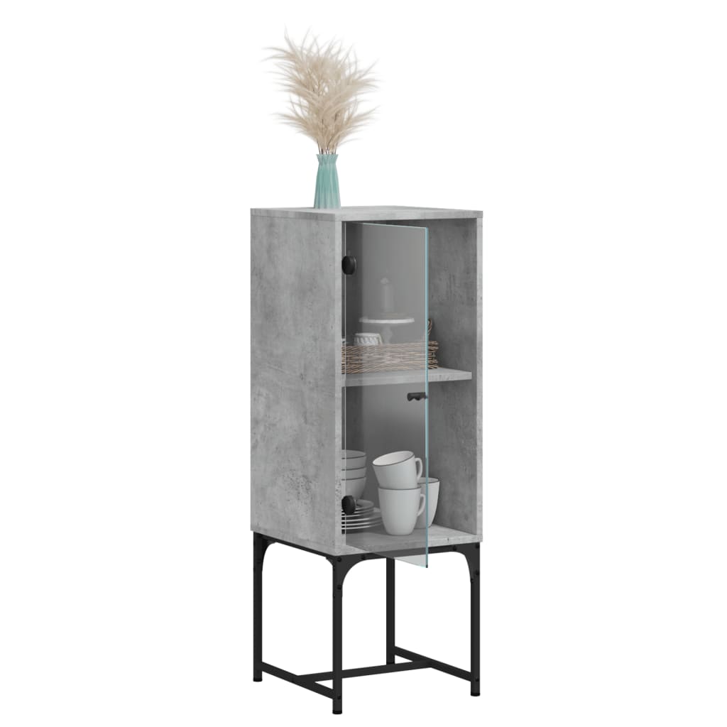 Beistellschrank mit Glastür Betongrau 35x37x100 cm
