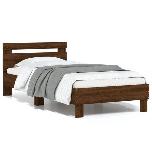 Bettgestell mit Kopfteil Braun Eiche 75x190 cm Holzwerkstoff