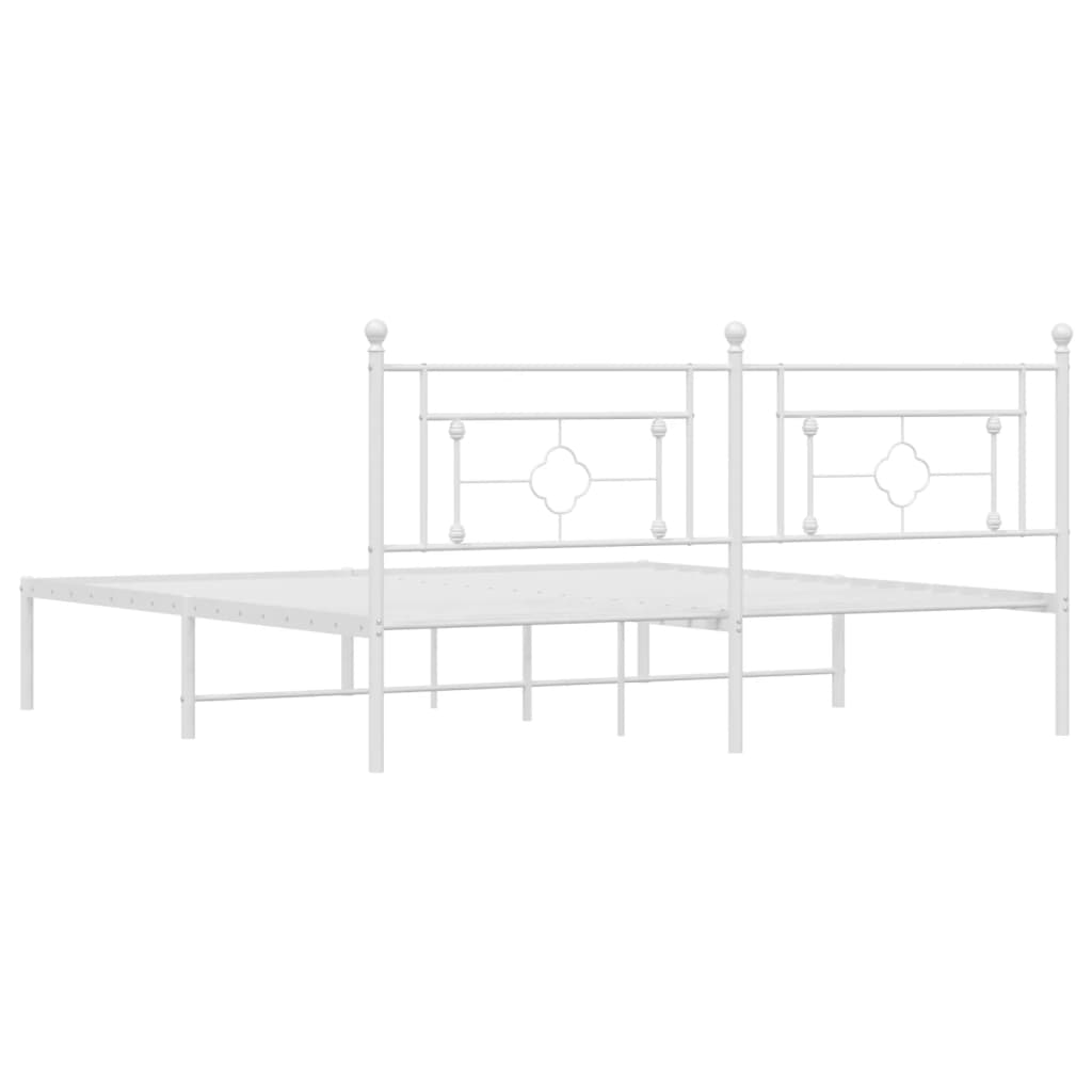 Bettgestell mit Kopfteil Metall Weiß 180x200 cm