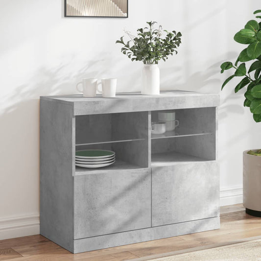 Sideboard mit LED-Leuchten Betongrau 81x37x67 cm