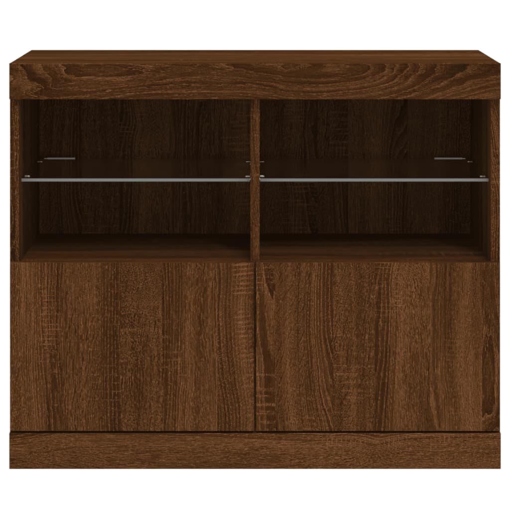 Sideboard mit LED-Leuchten Braun Eichen-Optik 81x37x67 cm