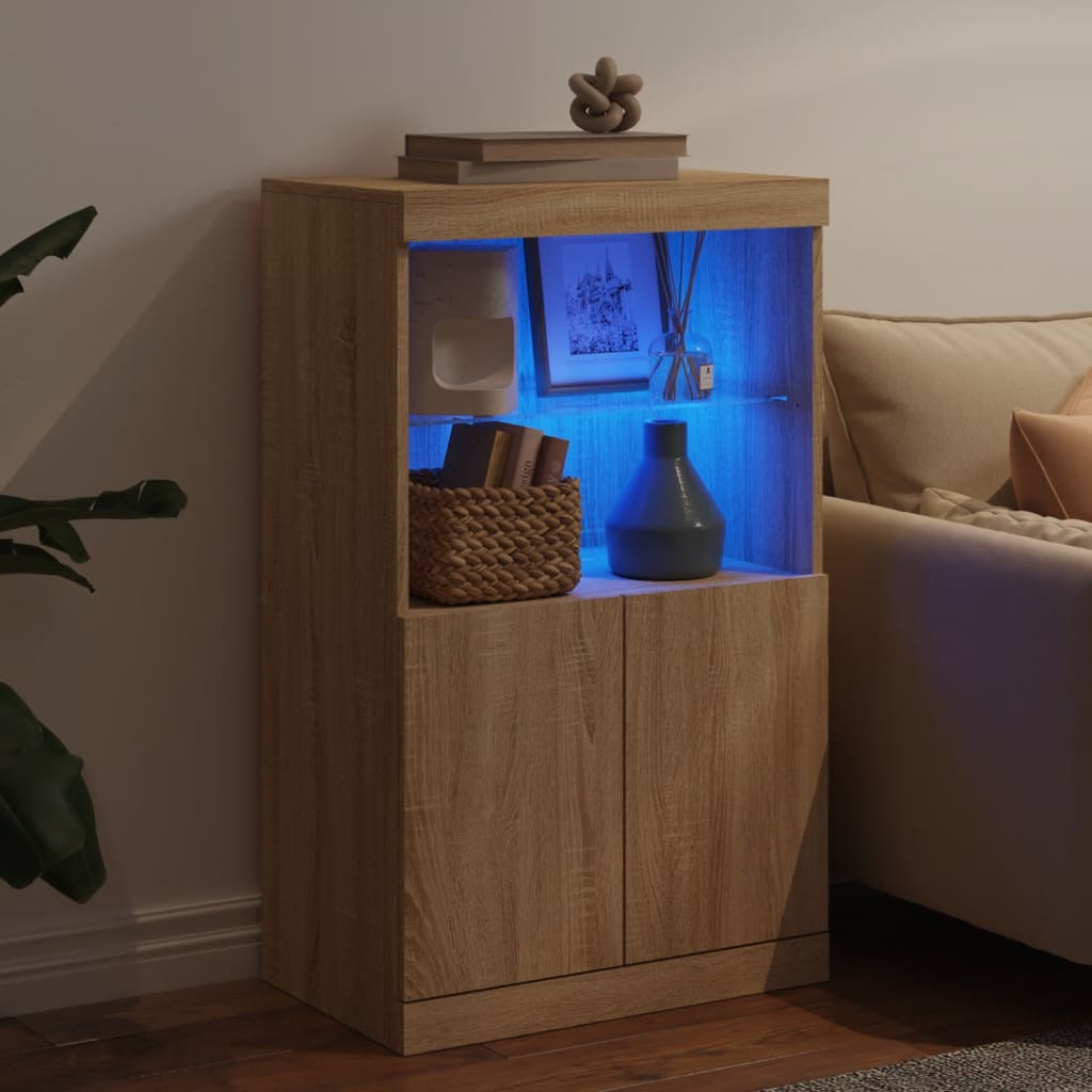 Sideboard mit LED-Leuchten Sonoma-Eiche 60,5x37x100 cm