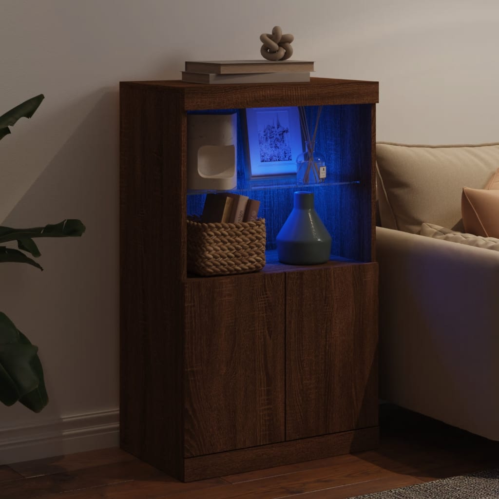 Sideboard mit LED-Leuchten Braun Eichen-Optik 60,5x37x100 cm