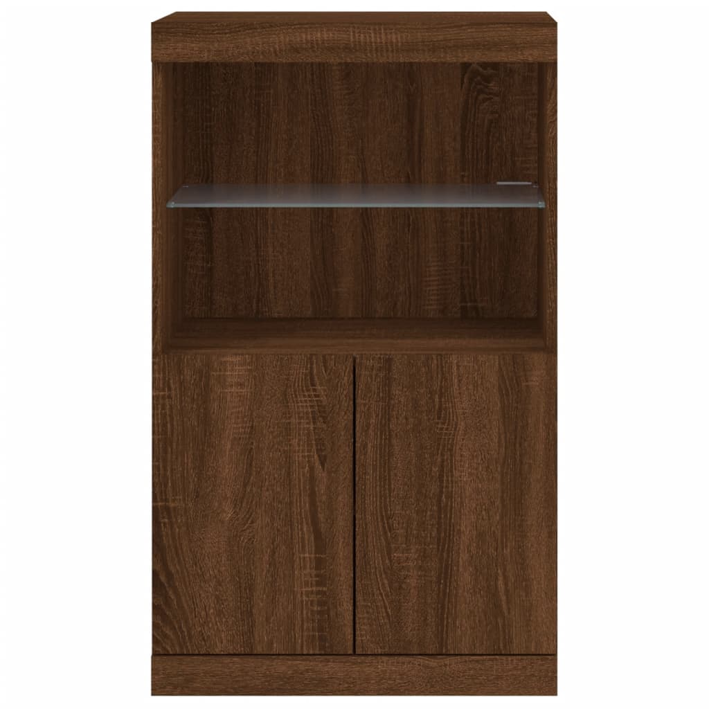 Sideboard mit LED-Leuchten Braun Eichen-Optik 60,5x37x100 cm