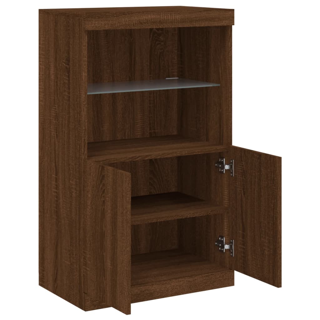 Sideboard mit LED-Leuchten Braun Eichen-Optik 60,5x37x100 cm