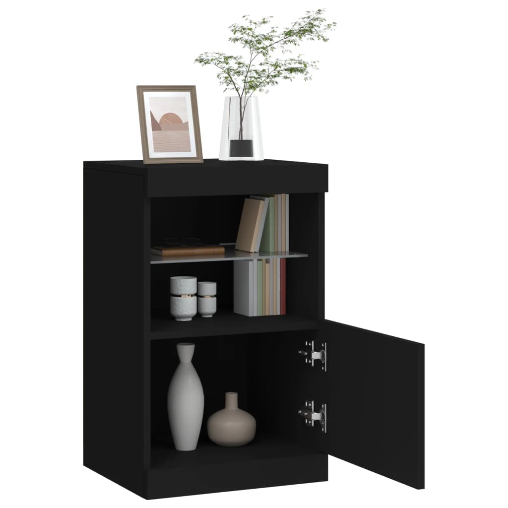 Sideboard mit LED-Leuchten Schwarz 41x37x67 cm