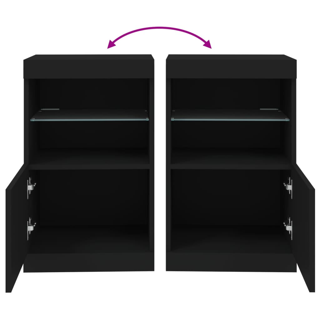 Sideboard mit LED-Leuchten Schwarz 41x37x67 cm