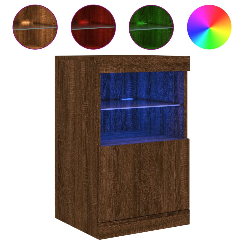 Sideboard mit LED-Leuchten Braun Eichen-Optik 41x37x67 cm