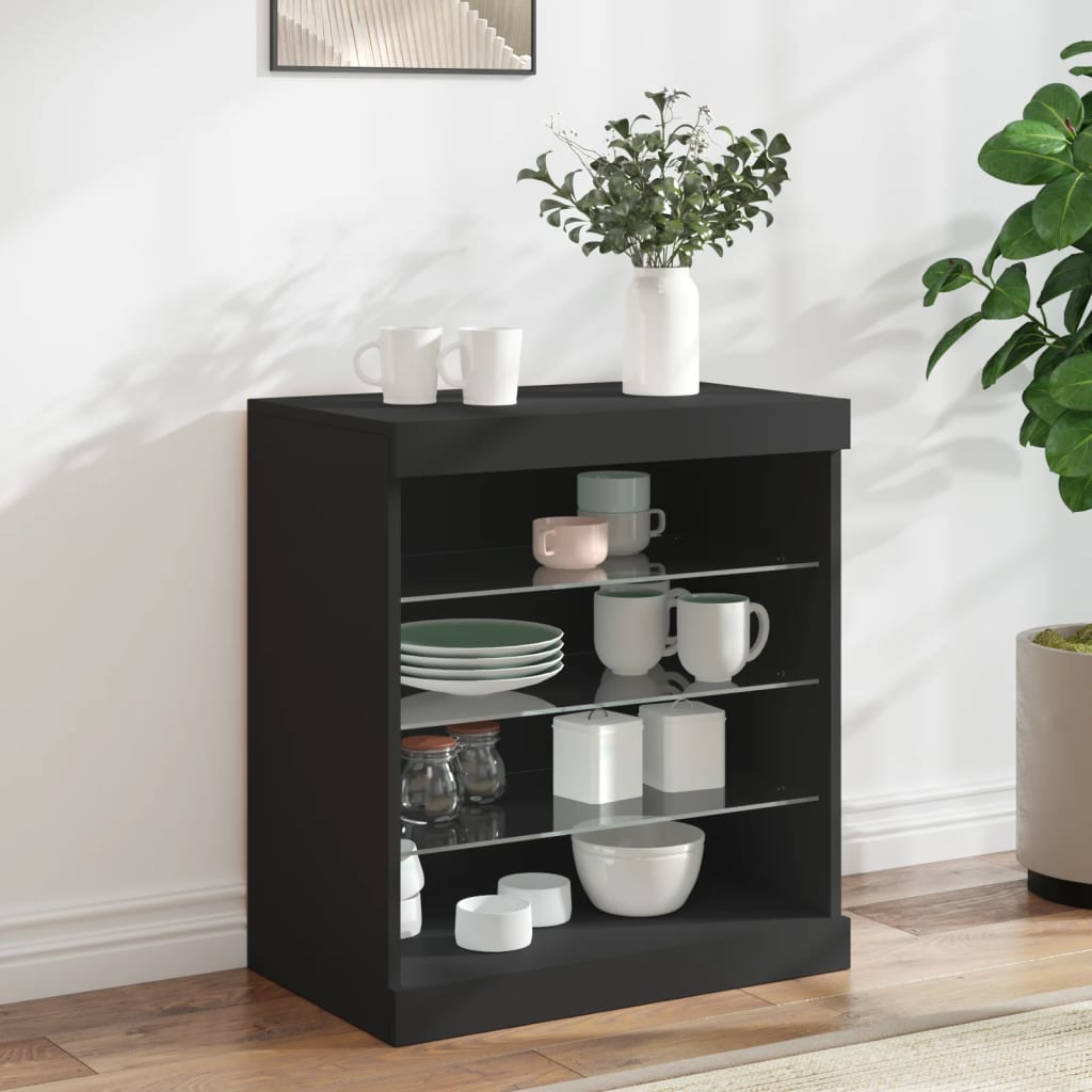 Sideboard mit LED-Leuchten Schwarz 60,5x37x67 cm