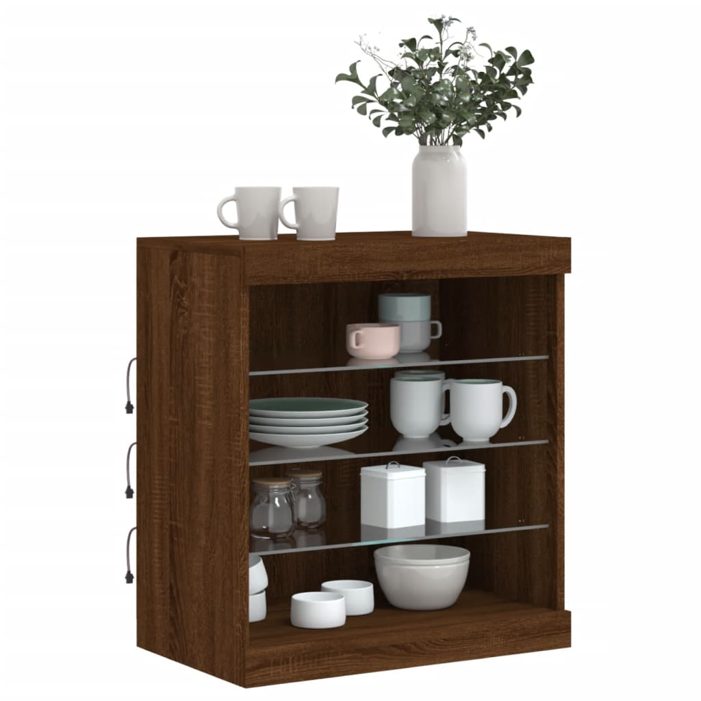 Sideboard mit LED-Leuchten Braun Eichen-Optik 60,5x37x67 cm