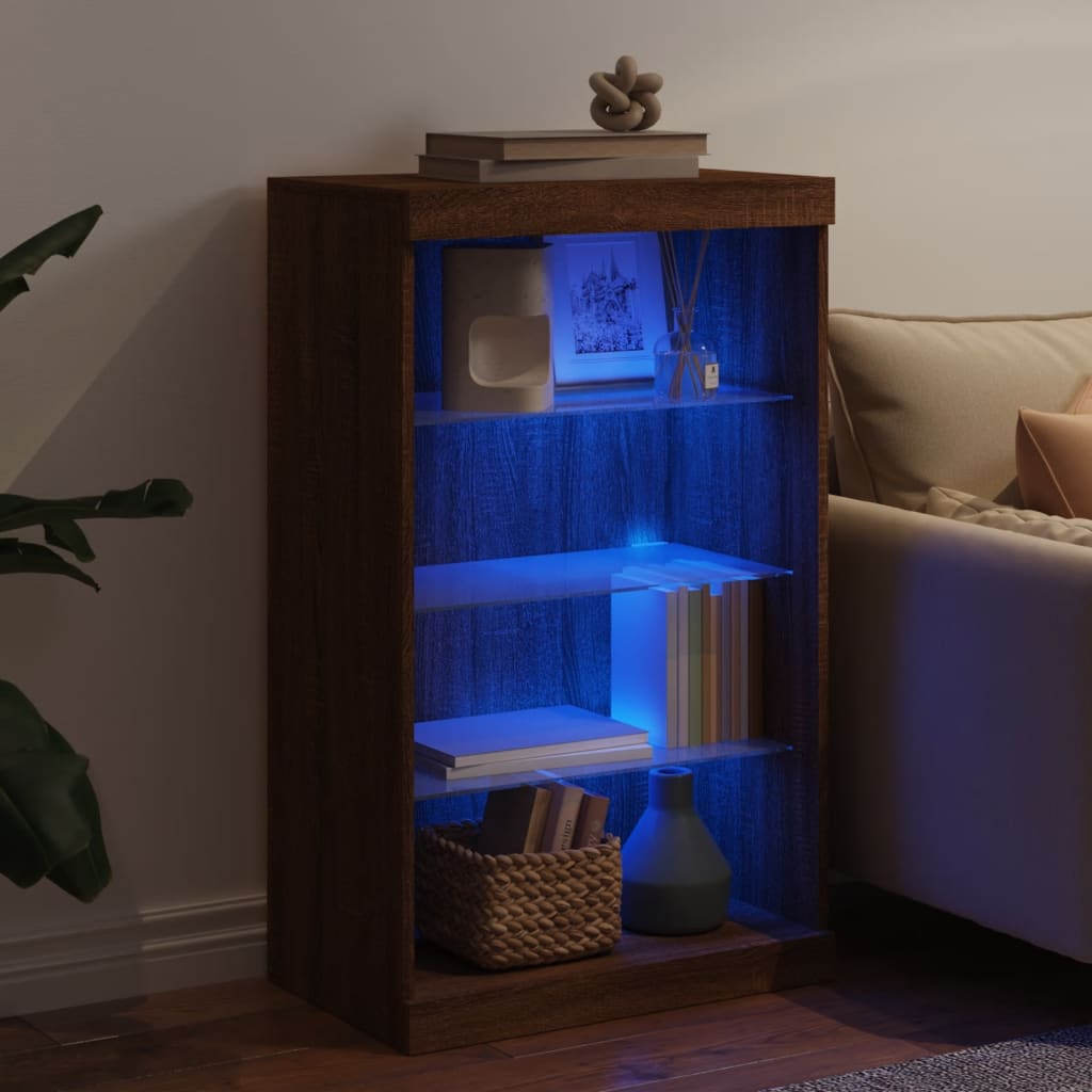 Sideboard mit LED-Leuchten Braun Eichen-Optik 60,5x37x100 cm
