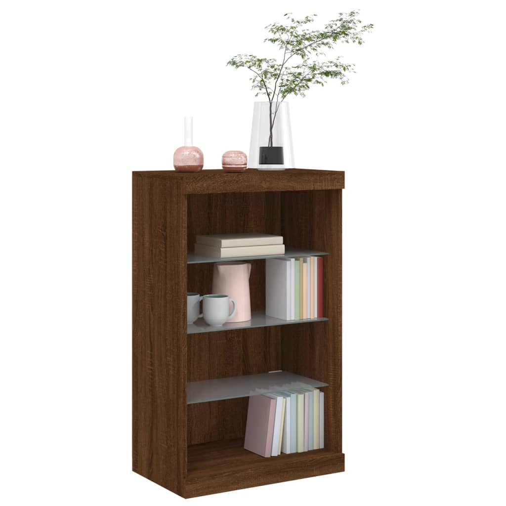 Sideboard mit LED-Leuchten Braun Eichen-Optik 60,5x37x100 cm