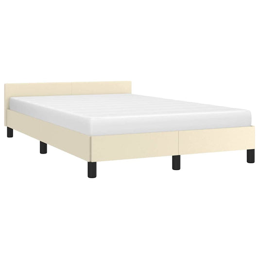 Bettgestell ohne Matratze Creme 120x190 cm Kunstleder