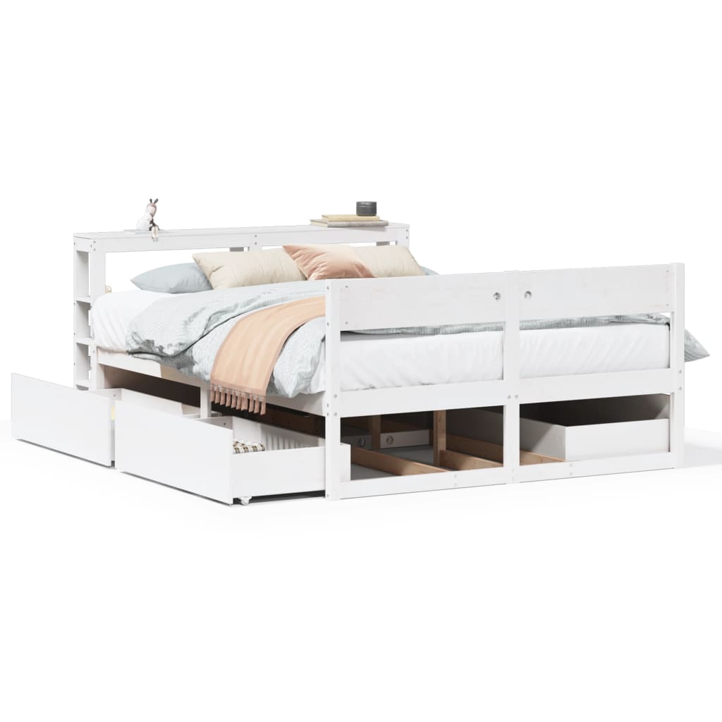 Massivholzbett ohne Matratze Weiß 160x200 Kiefernholz
