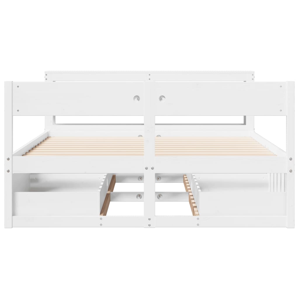 Massivholzbett ohne Matratze Weiß 160x200 Kiefernholz
