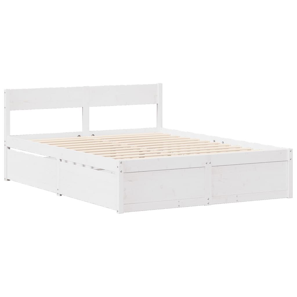 Massivholzbett ohne Matratze Weiß 160x200 Kiefernholz