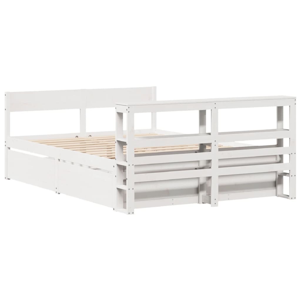 Massivholzbett ohne Matratze Weiß 160x200 Kiefernholz