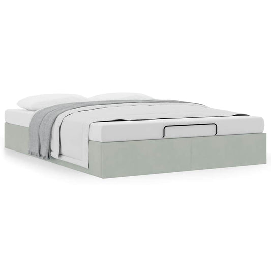 Ottoman-Bett ohne Matratze Hellgrau 140x200 cm Samt