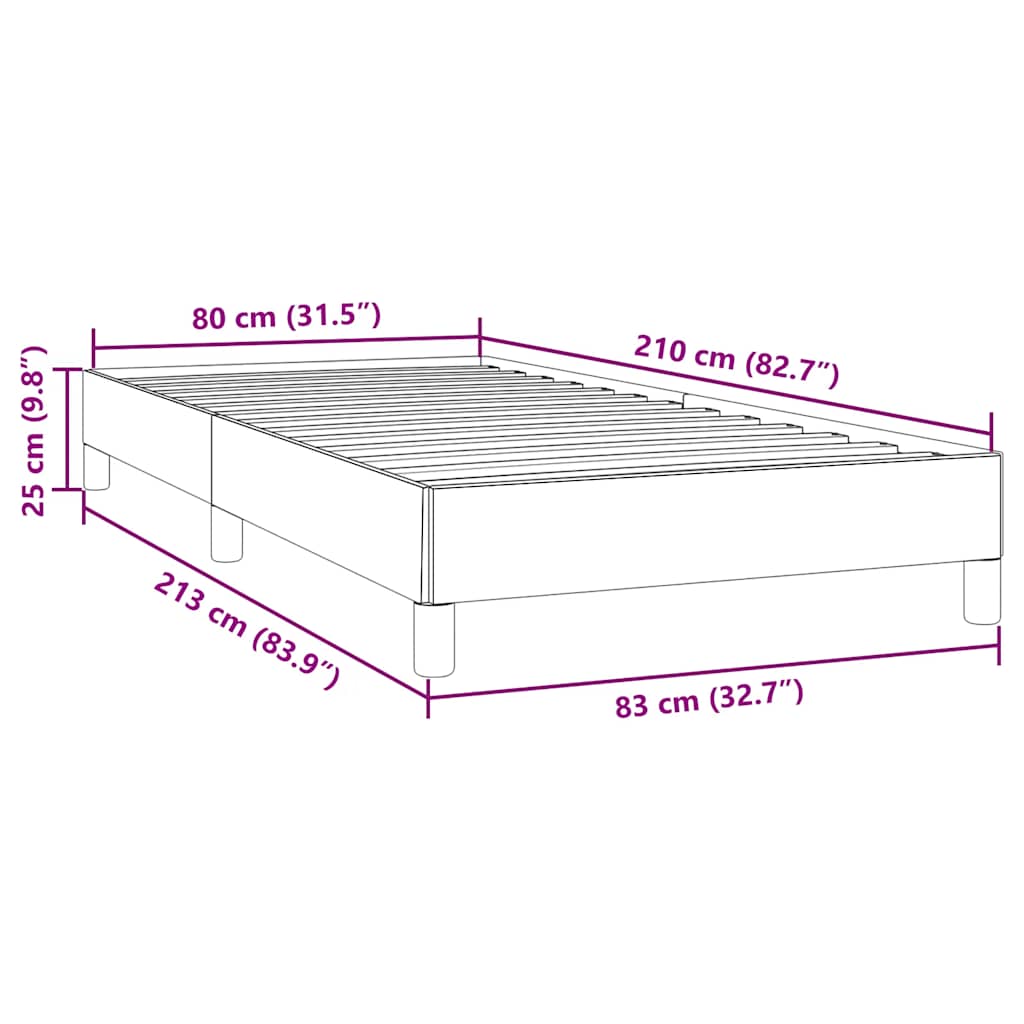 Boxspringbett ohne Matratze Dunkelgrau 80x210 cm Samt