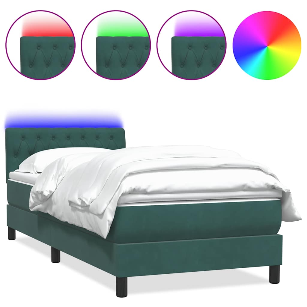 Boxspringbett mit Matratze Dunkelgrün 80x220 cm Samt