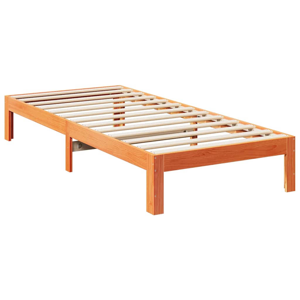 Massivholzbett ohne Matratze Wachsbraun 90x200 Kiefernholz